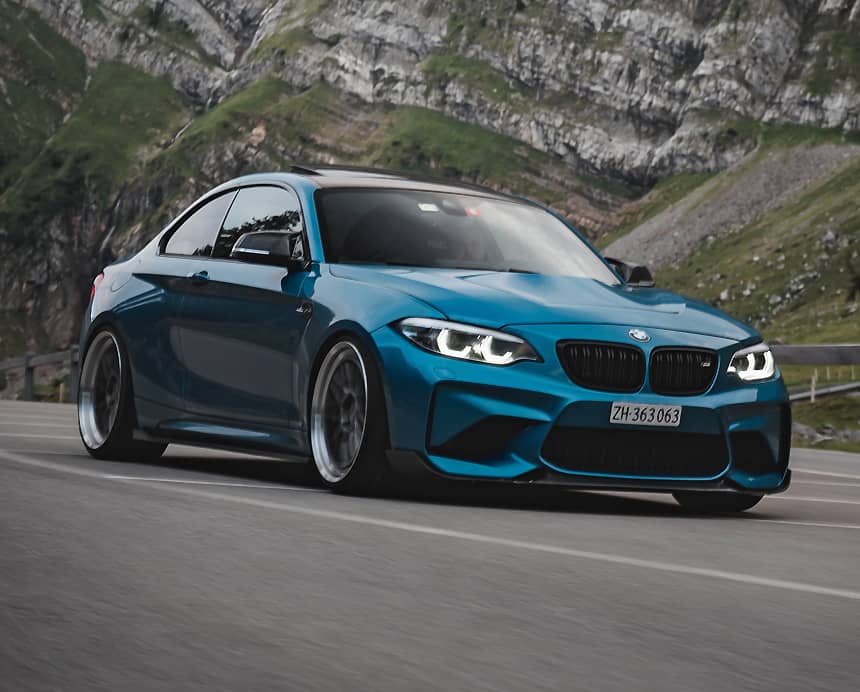 Car Driving through Mountain Pass